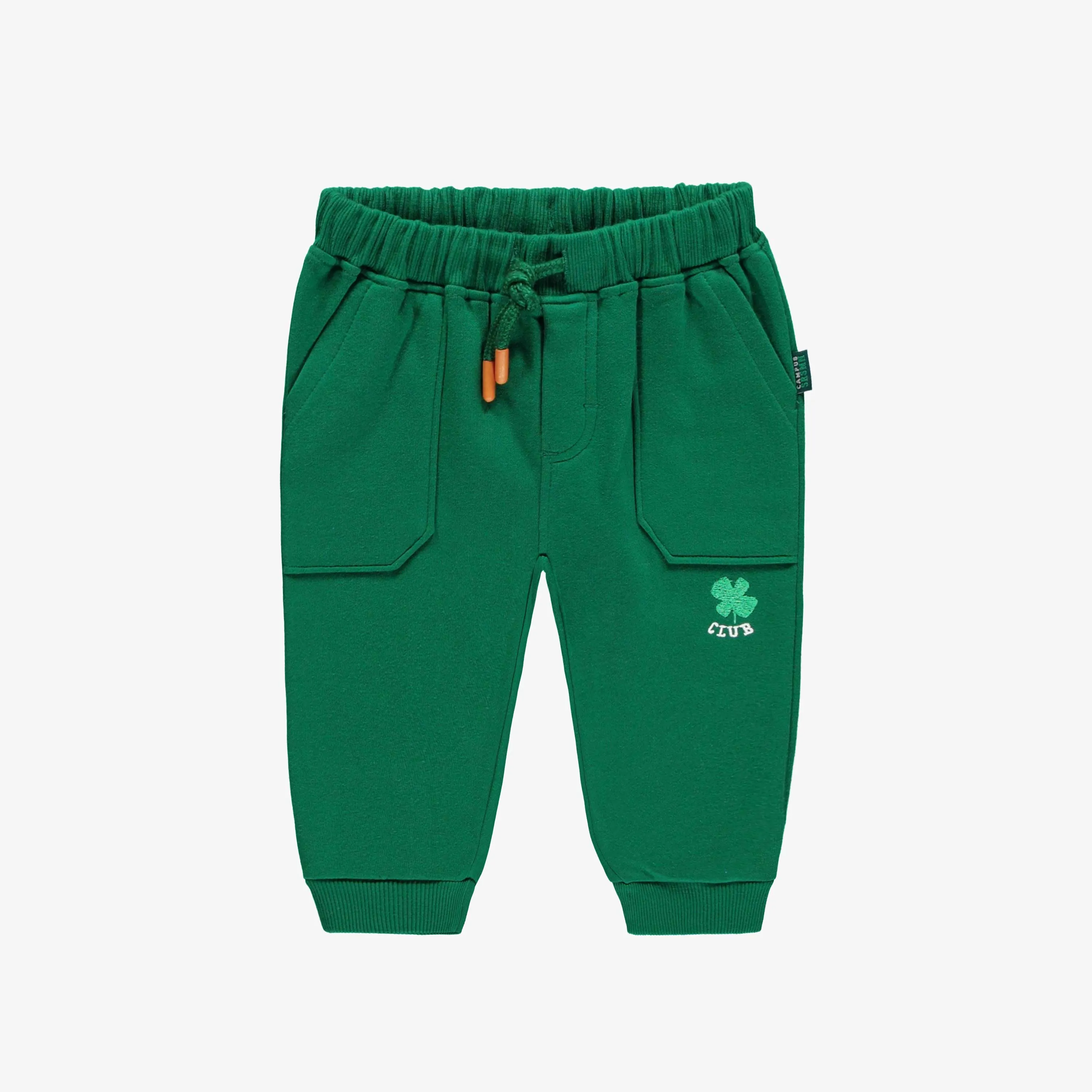 Pantalon vert de coupe décontractée en coton ouaté, bébé || Green pants relaxed fit in cotton, baby