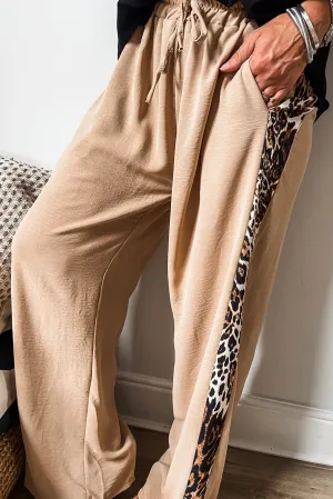 Parchment Leopard Patched Loose Drawstring High Waist Pants