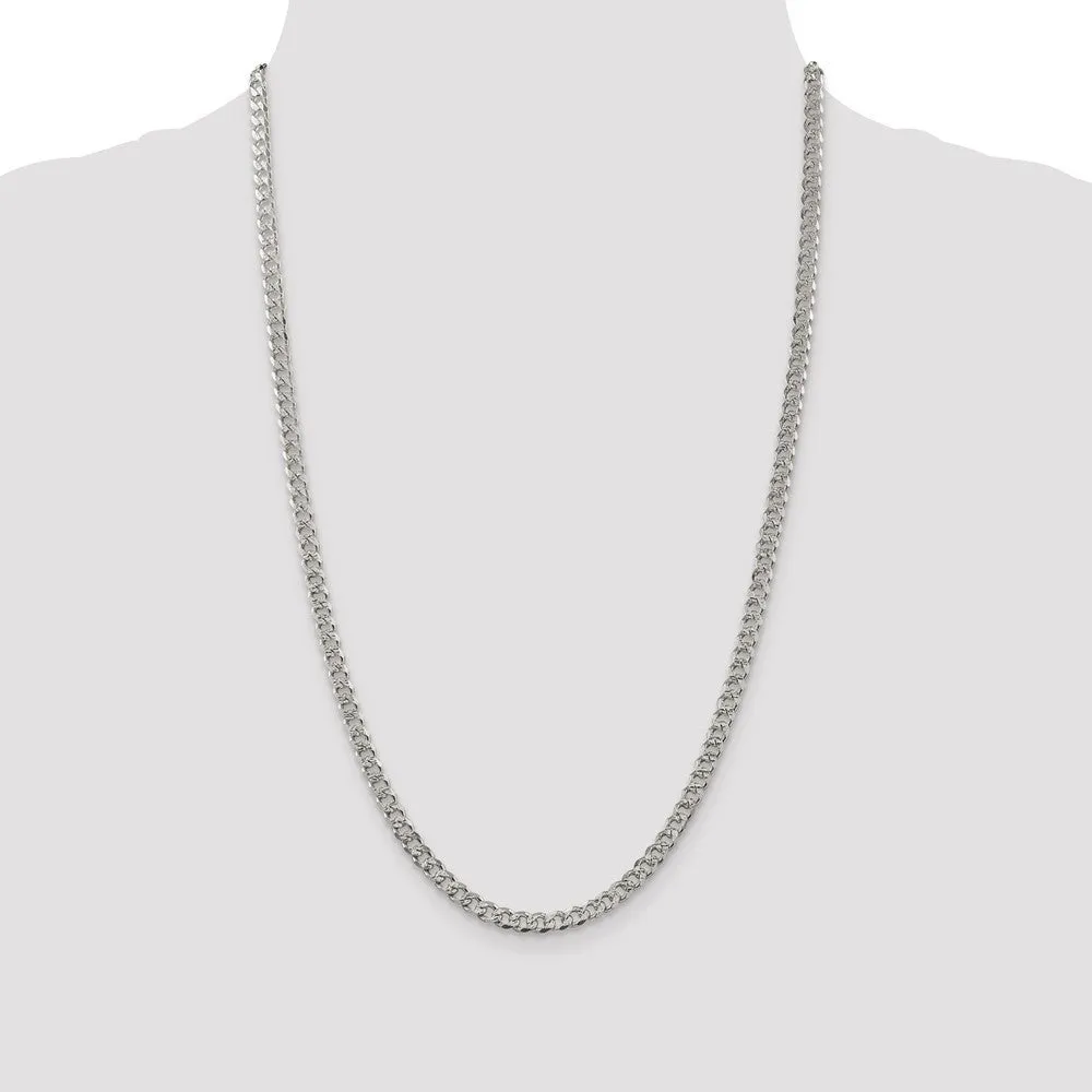 Pave Curb 925 Sterling Silver Chain Necklace| 4.5MM Jewelry Necklaces