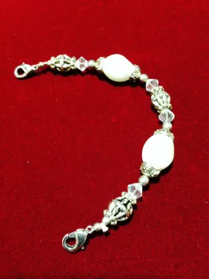 Pearl and Silver Plated Bead Watchband  (for interchangeable watch system) #13110