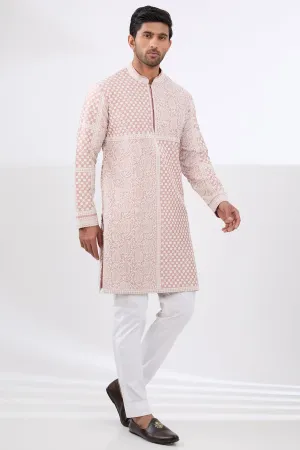 Pink Silk Embroidered Kurta Set