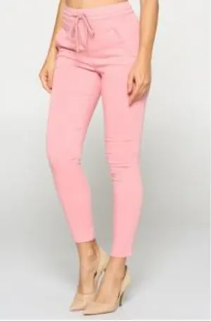 Pink soft & cozy drawstring pants