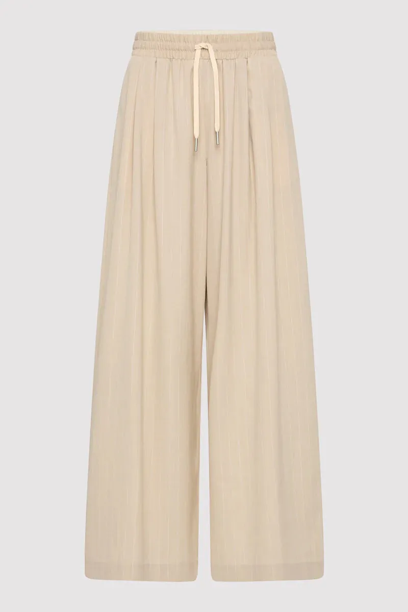 PINSTRIPE WOOL DRAWSTRING PANTS