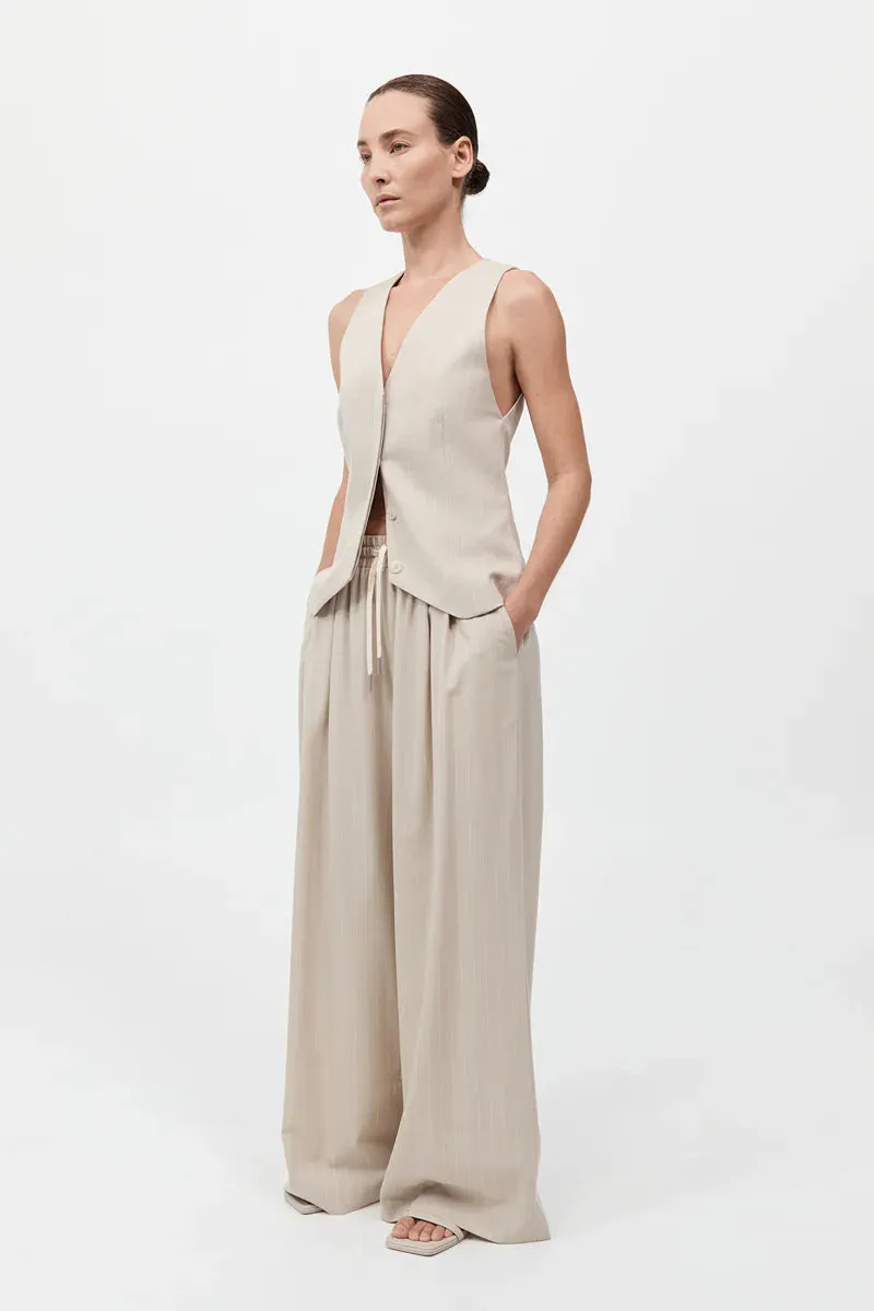 PINSTRIPE WOOL DRAWSTRING PANTS