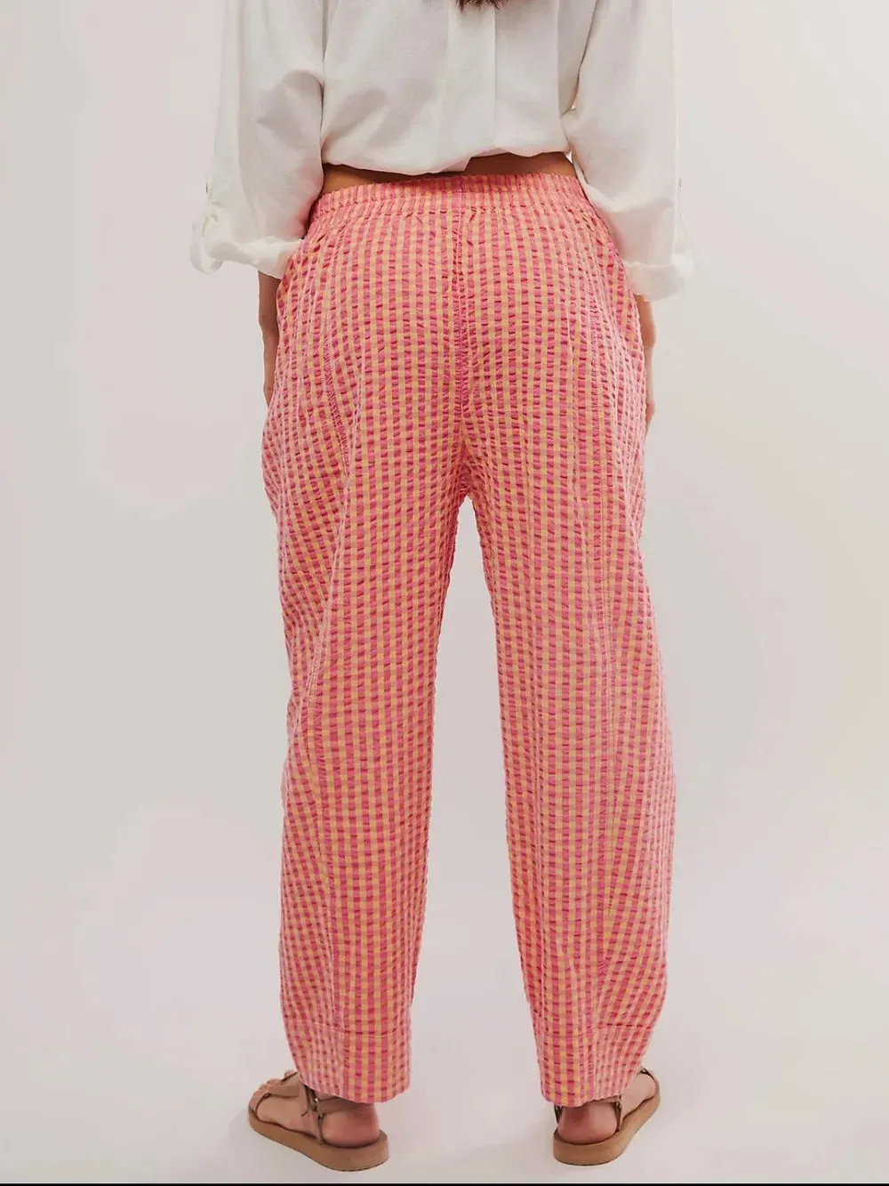Plaid Elastic Waist Pants