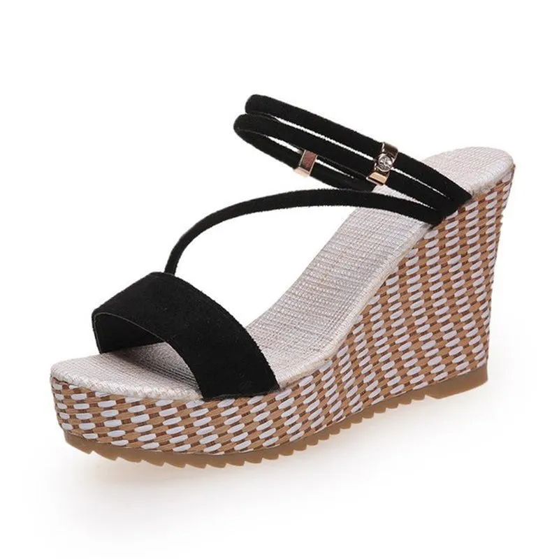 Platform Sandals Wedge Shoes Elegant Ladies Slippers Summer Sandalias Peep Toe High Heels Female Slides