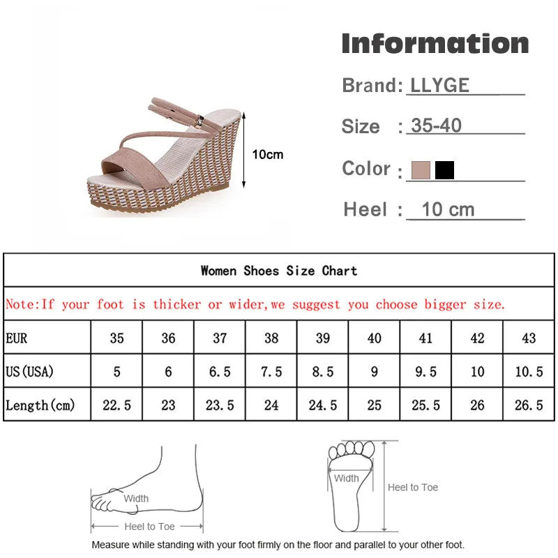 Platform Sandals Wedge Shoes Elegant Ladies Slippers Summer Sandalias Peep Toe High Heels Female Slides