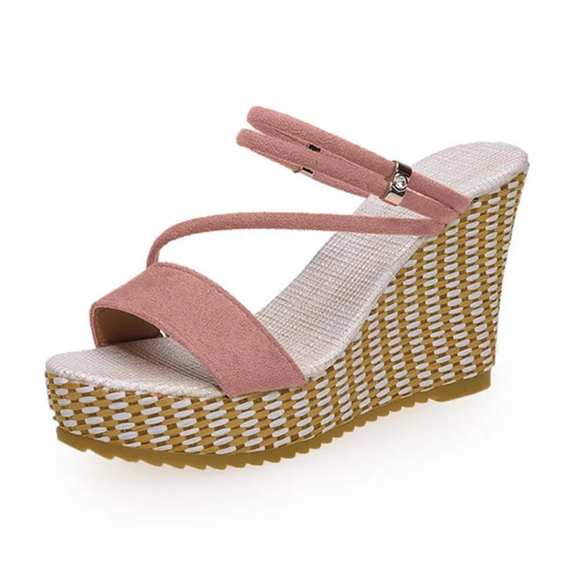 Platform Sandals Wedge Shoes Elegant Ladies Slippers Summer Sandalias Peep Toe High Heels Female Slides