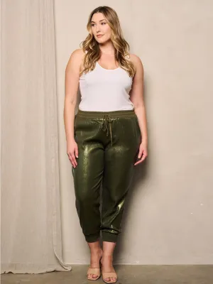 PLUS SIZE ELASTIC WAIST POCKETS SEQUINS JOGGER PANTS