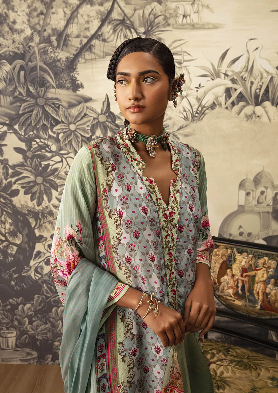 Powder Blue A-line Kurta Set