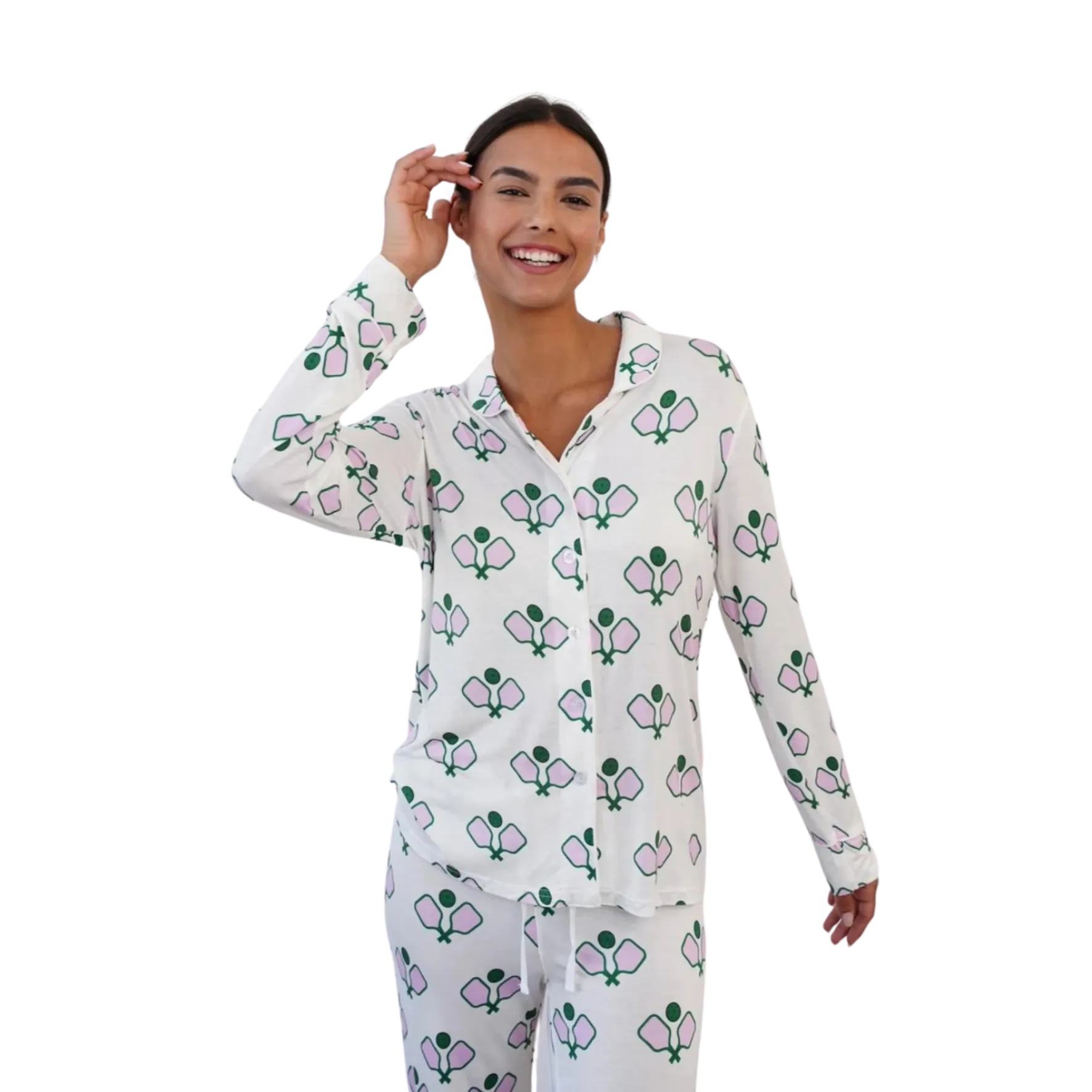 "Dreamin' of Pickleball" Toss Pajama Set - Long