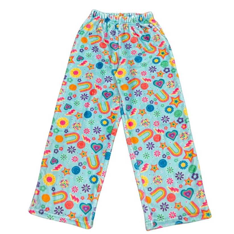 Rainbow Smiles Fuzzy Pants
