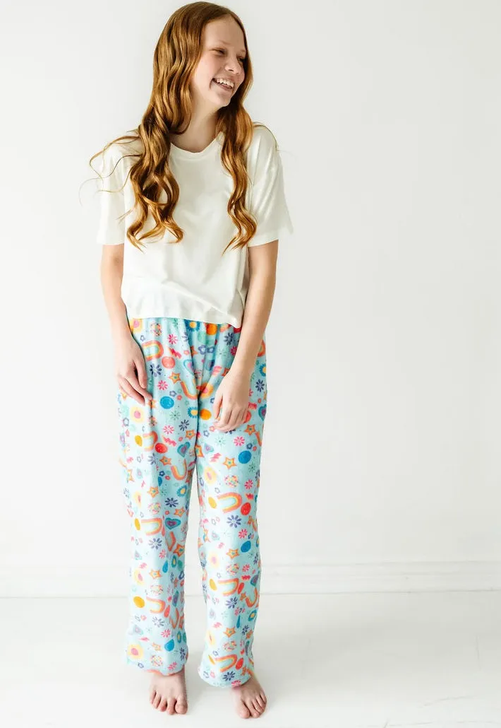Rainbow Smiles Fuzzy Pants