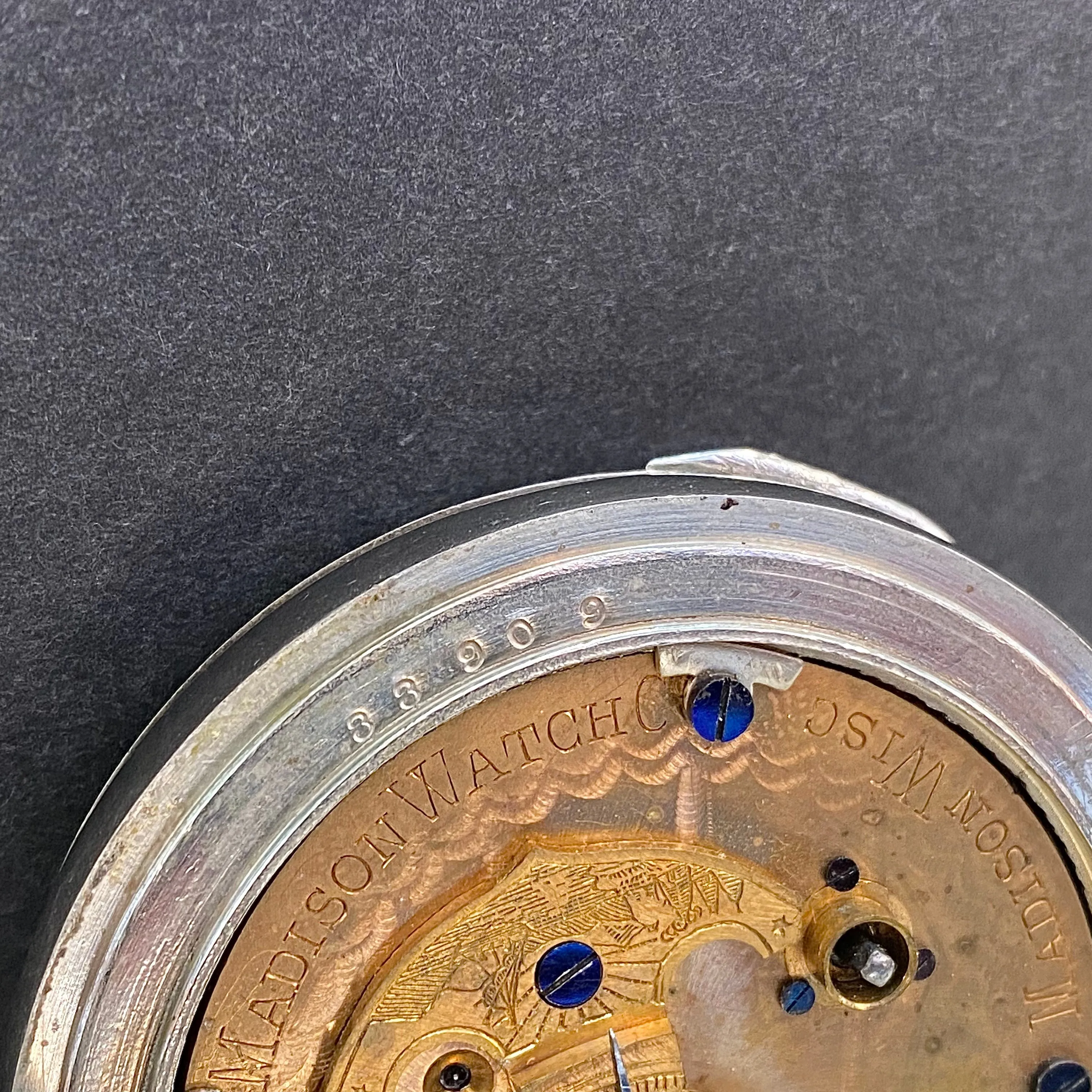 RARE! 1900s Madison Watch Co. Pocket Watch 18s Openface Key Wind Silveroid