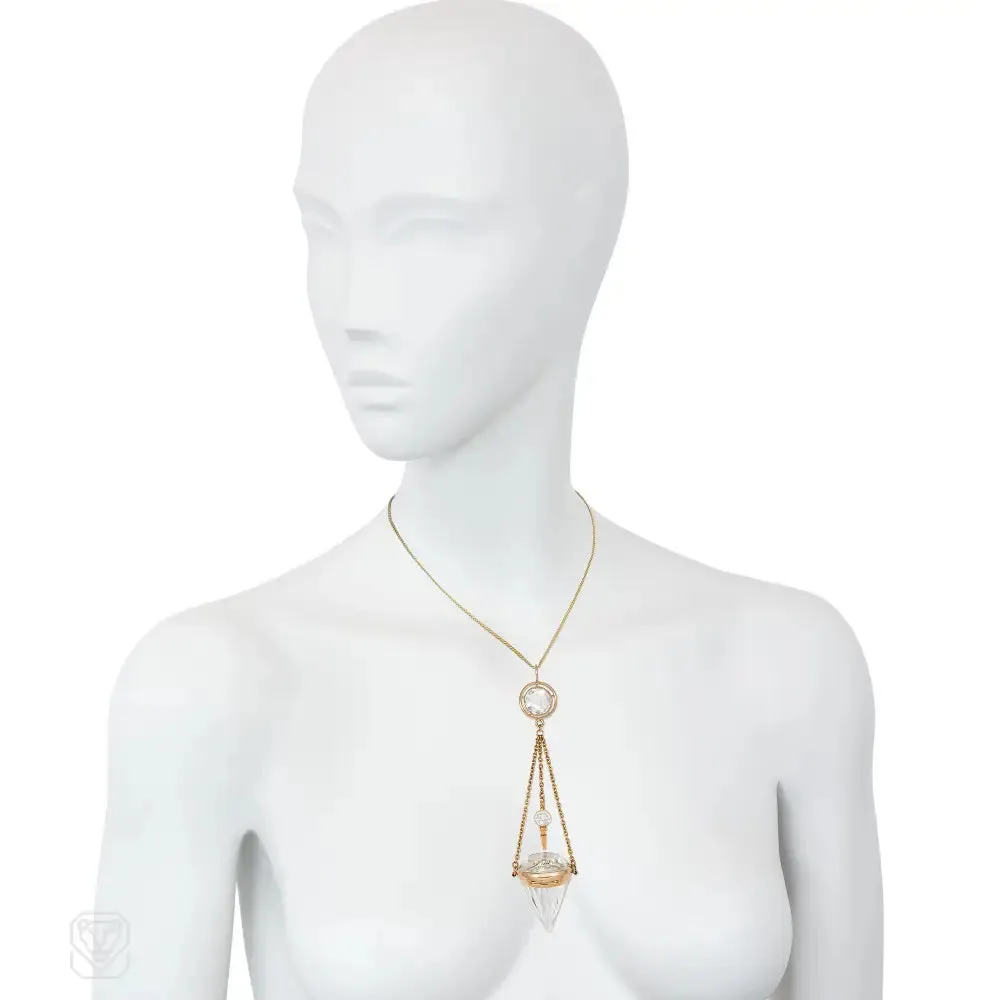 Rare antique French diamond-shaped watch pendant