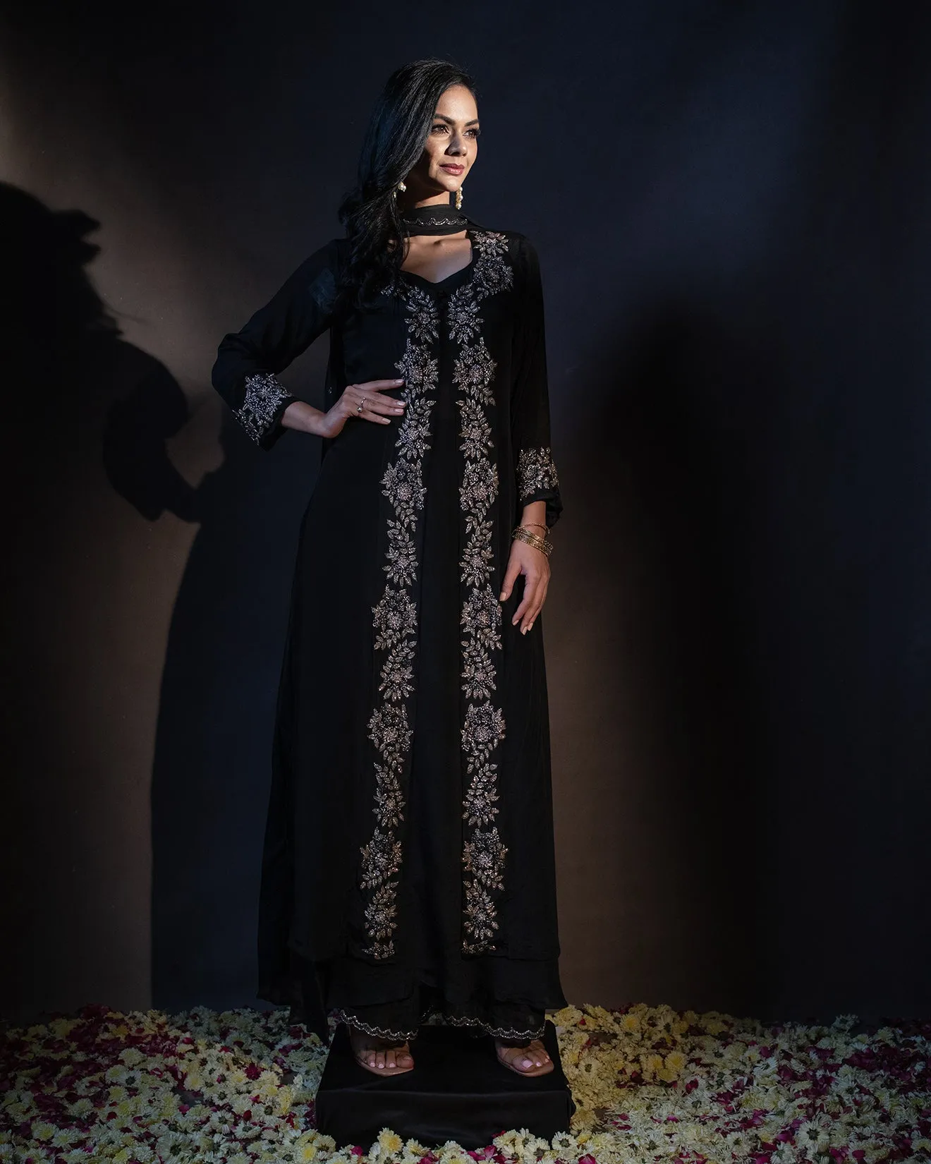 Raven Black Embroidered Salwar Suit Set
