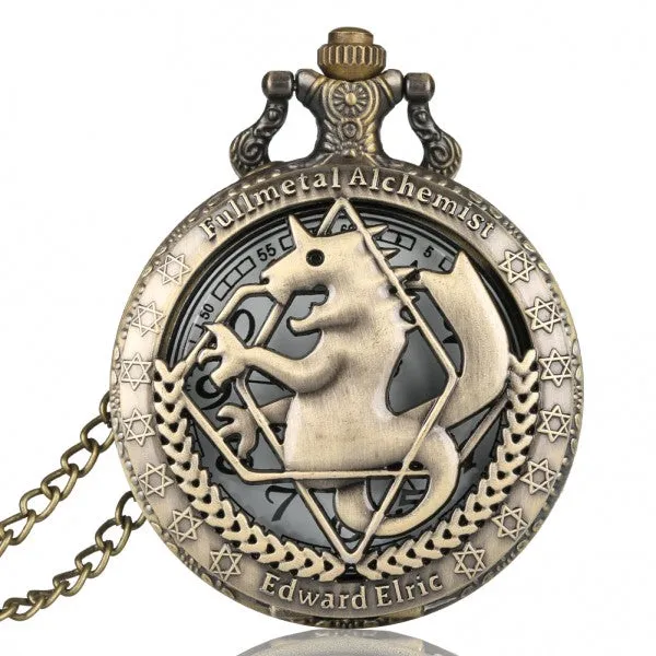 Retro Tone Full-metal Alchemist High Grade Gifts Sets Pocket Watch Cosplay Edward Erich Anime Japan Anime Necklace Clock