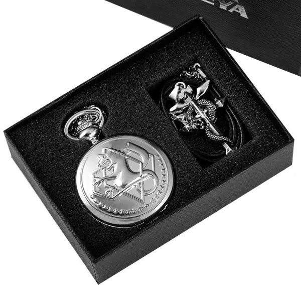 Retro Tone Full-metal Alchemist High Grade Gifts Sets Pocket Watch Cosplay Edward Erich Anime Japan Anime Necklace Clock