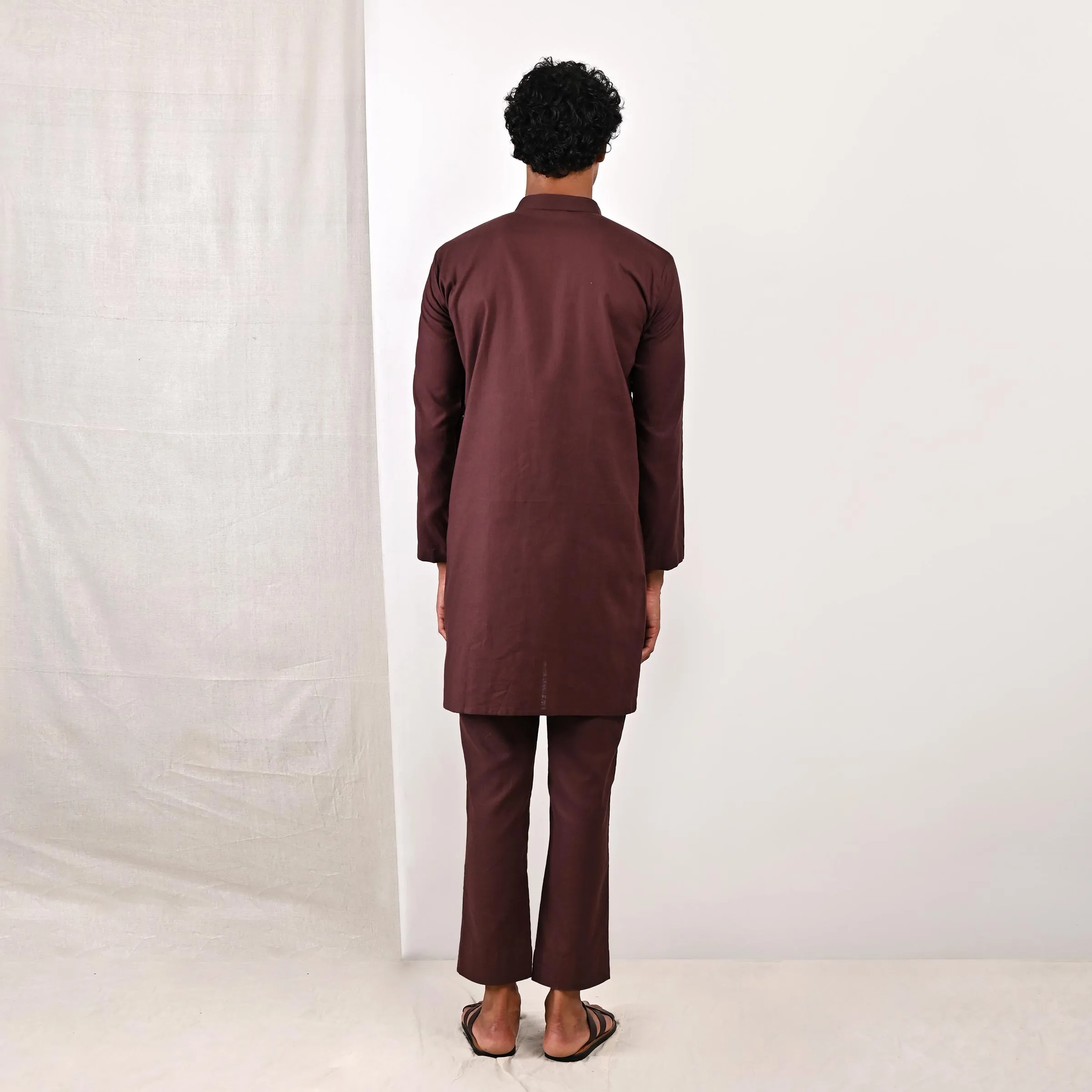 Reuben - Dark Mahogany Short Kurta Set