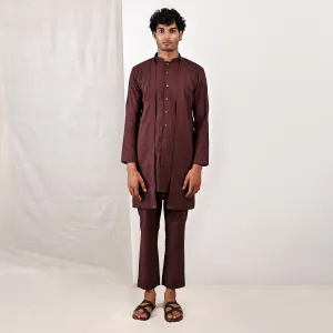 Reuben - Dark Mahogany Short Kurta Set