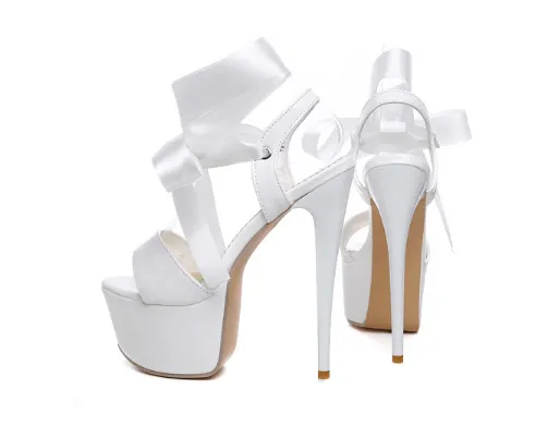 Ribbon Straps Platform Sandals High Heels Shoes Woman 3648