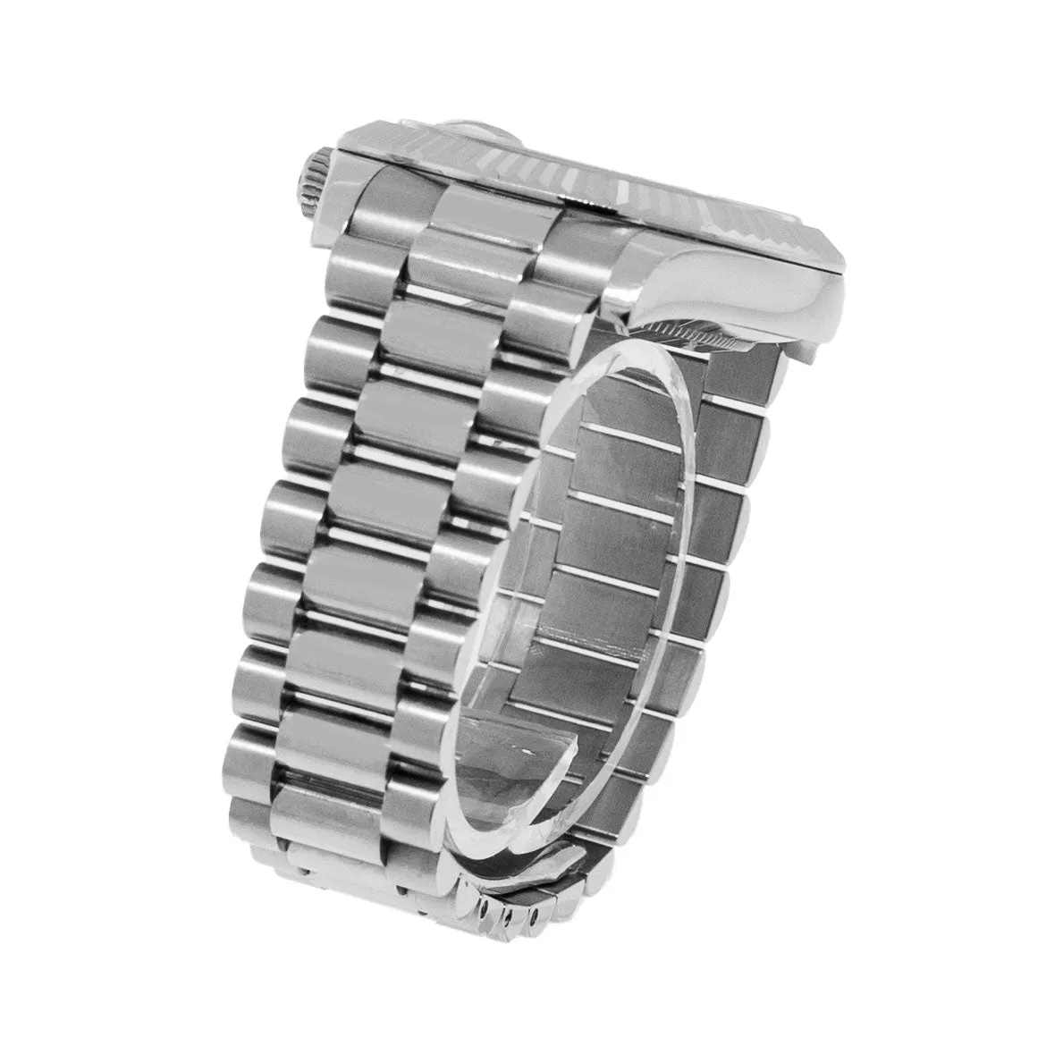 Rolex Day-Date II 41mm White Gold Silver Diamond Dial & Fluted Bezel 218239
