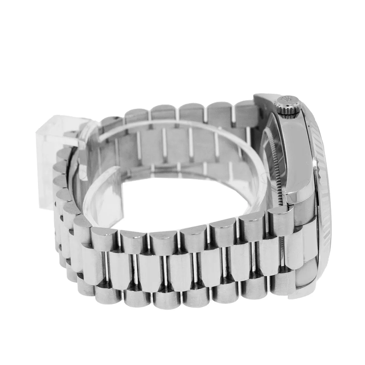 Rolex Day-Date II 41mm White Gold Silver Diamond Dial & Fluted Bezel 218239