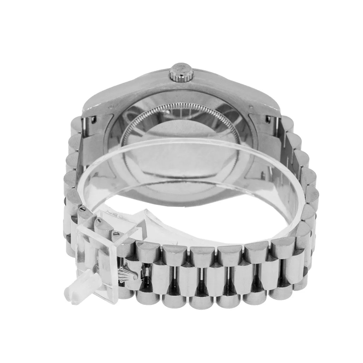 Rolex Day-Date II 41mm White Gold Silver Diamond Dial & Fluted Bezel 218239