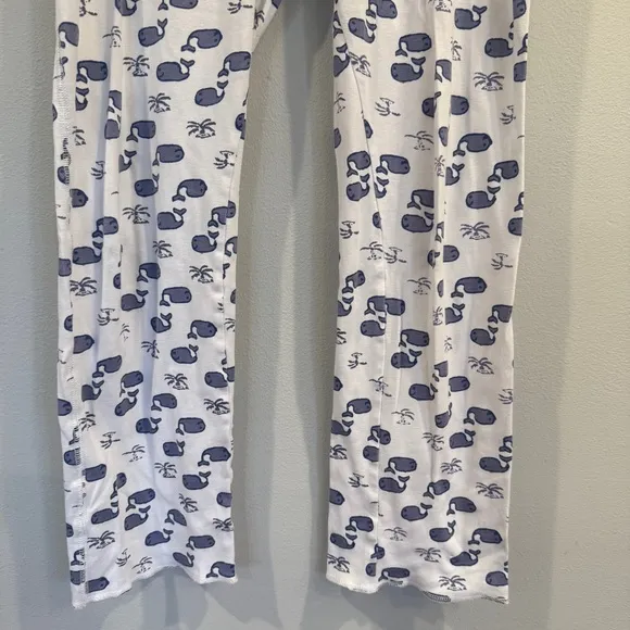 Roller Rabbit Moby Whale Pajamas Set Womens Blue White Pima Cotton PJs