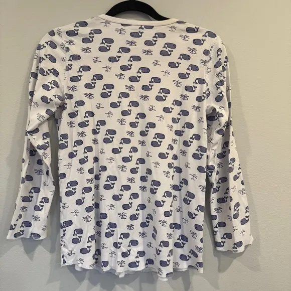 Roller Rabbit Moby Whale Pajamas Set Womens Blue White Pima Cotton PJs