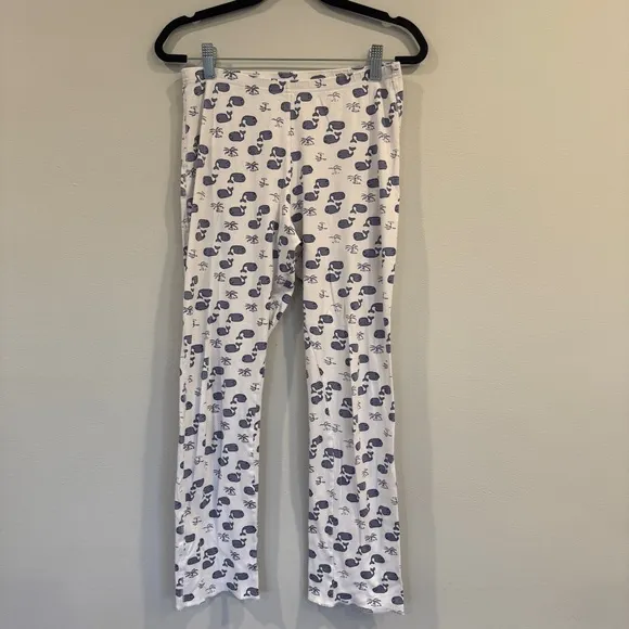 Roller Rabbit Moby Whale Pajamas Set Womens Blue White Pima Cotton PJs