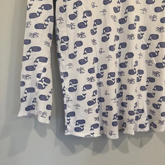 Roller Rabbit Moby Whale Pajamas Set Womens Blue White Pima Cotton PJs