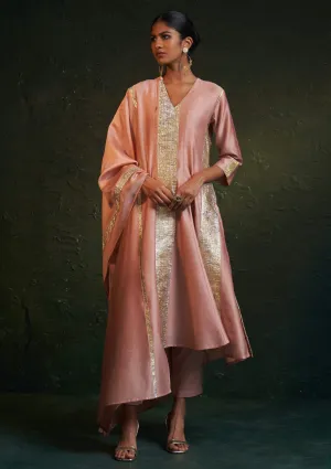 Rose pink chanderi kurta set