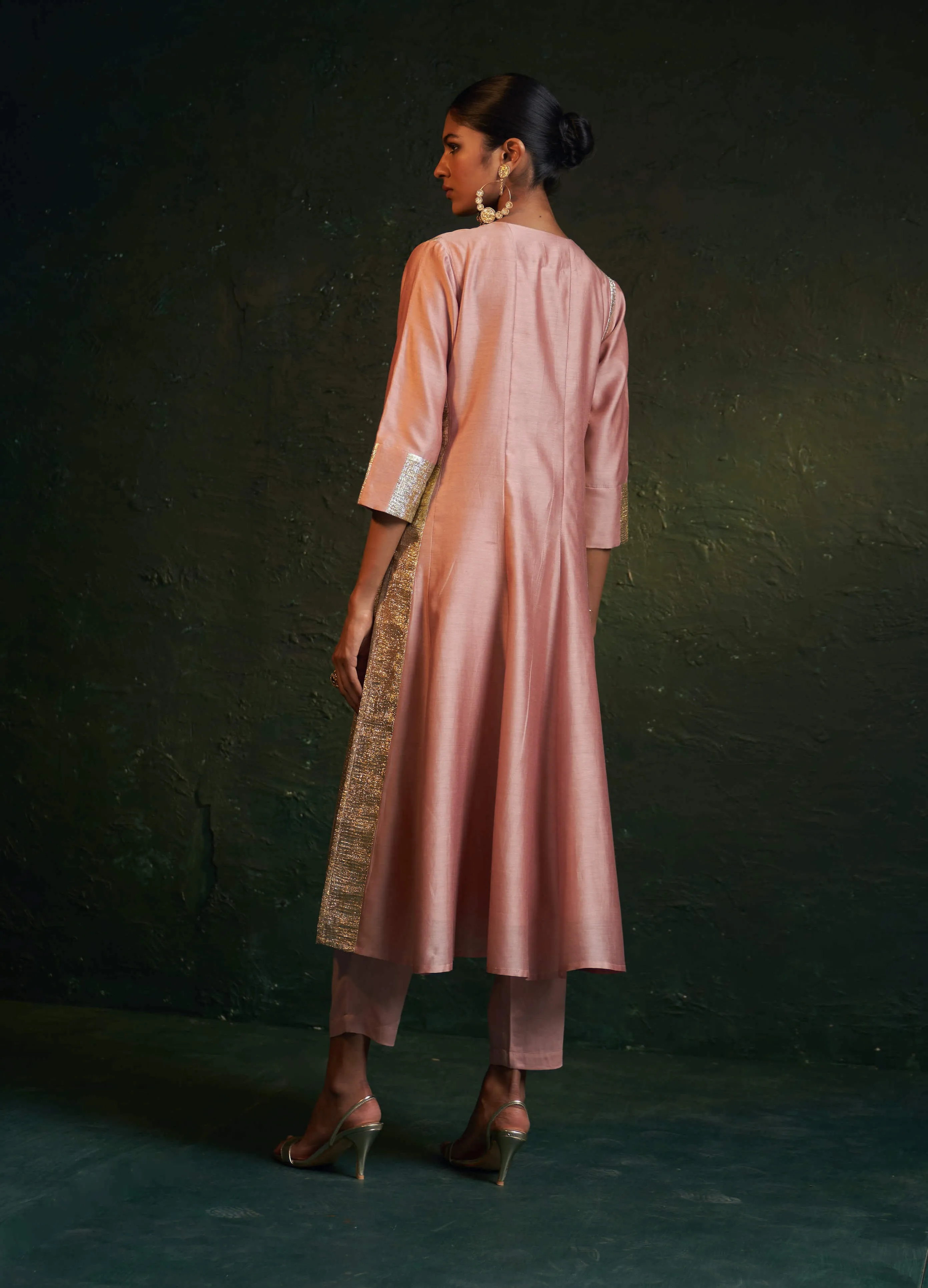 Rose pink chanderi kurta set