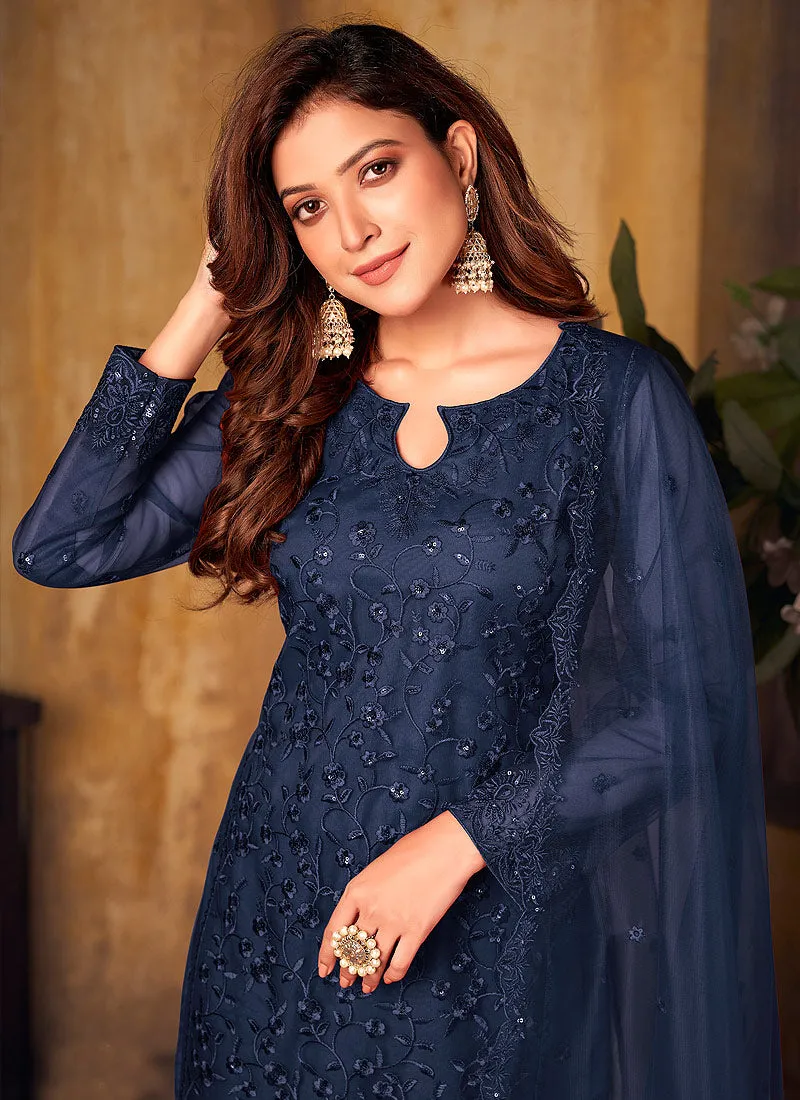 Royal Blue Sequence Traditional Pakistani Salwar Kameez
