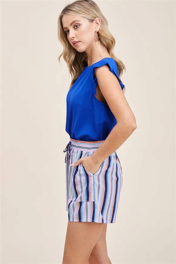 Royal Striped Drawstring Shorts