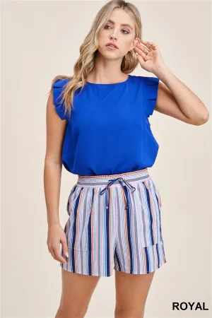 Royal Striped Drawstring Shorts