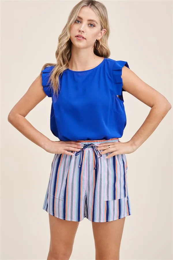 Royal Striped Drawstring Shorts