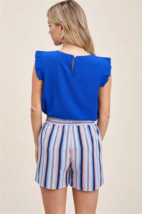 Royal Striped Drawstring Shorts