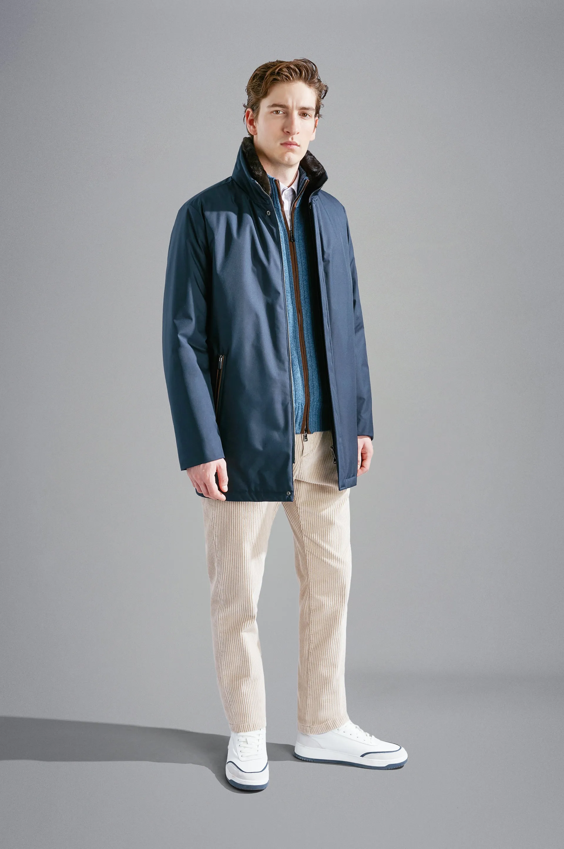 Save the Sea Car Coat with Suede Trim