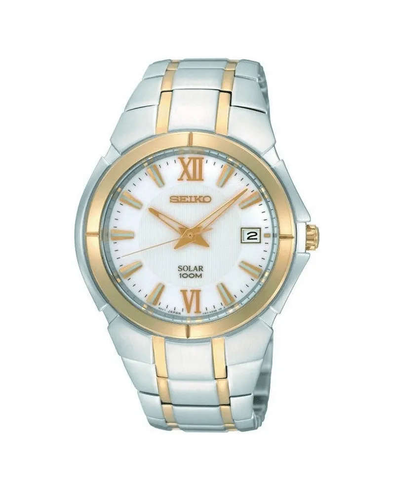 Seiko Solar Two Tone Stainless Steel Men's Watch SNE088