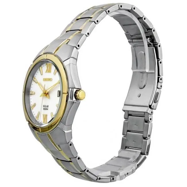 Seiko Solar Two Tone Stainless Steel Men's Watch SNE088