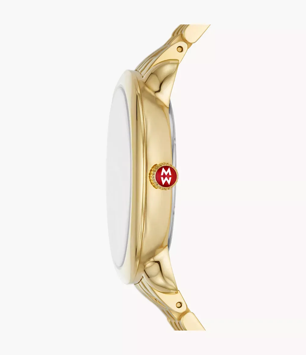 Serein Mid 18k Gold-Plated Diamond Dial Watch