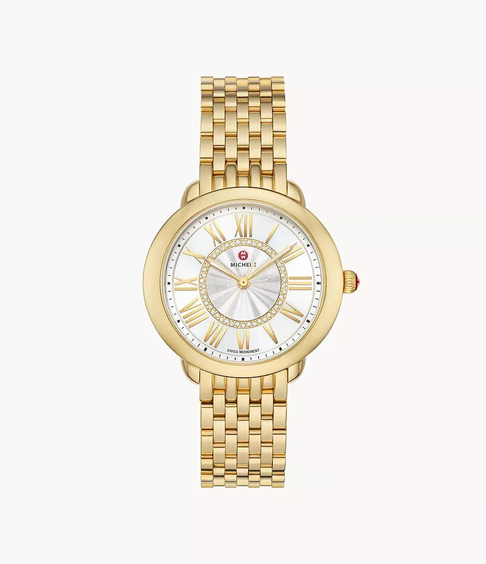 Serein Mid 18k Gold-Plated Diamond Dial Watch