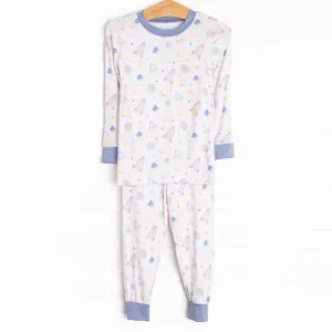 Shoot for the Stars Bamboo Pajama Set, Blue