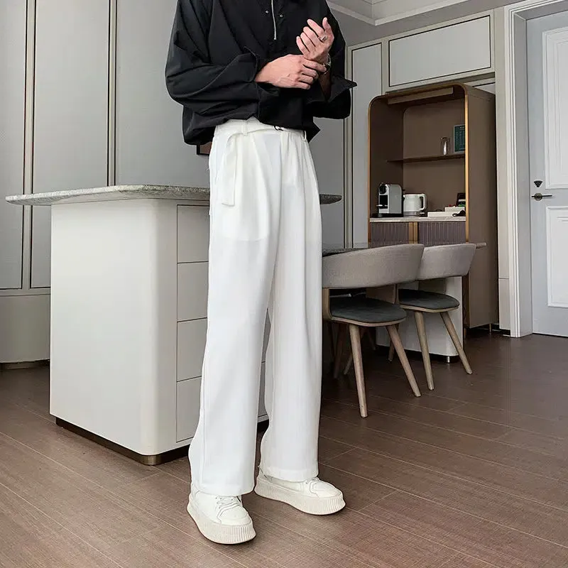 Silk Straight-leg Elastic Waist Pants