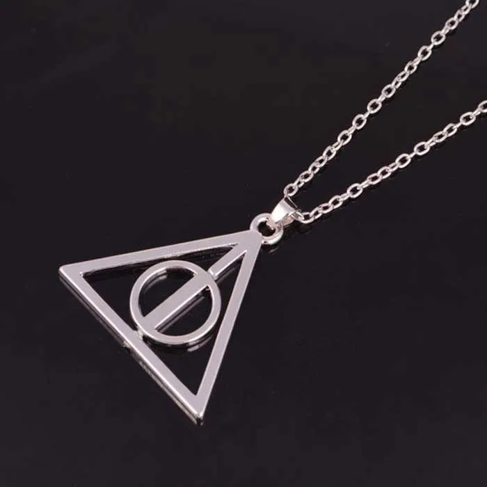 Silver Deathly Hallows Necklace, HP Inspired, Fandom Necklace, Potter fan!