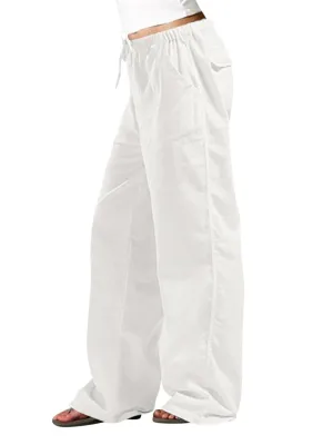 Simple Elastic Waist Straight Leg Trousers for Women