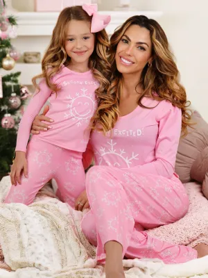 SmileyWorld Mommy & Me Pink Snowy Days Pajama Set
