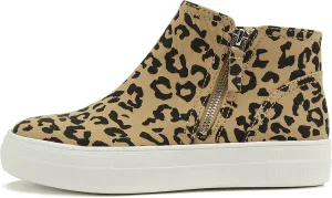 Soda Route Women High Top Fashion Sneaker Shoes with Padded Sole & Side Zipper (L-TAN Bobcat, Numeric_5_Point_5)